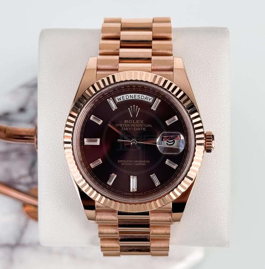 0_0740b5a6-ebe7-4376-b759-f5247dfeb64e.jpg Rolex Day-Date 40 Rose Gold Chocolate Diamond Dial & Fluted Bezel President Bracelet 228235 - - 图片 1