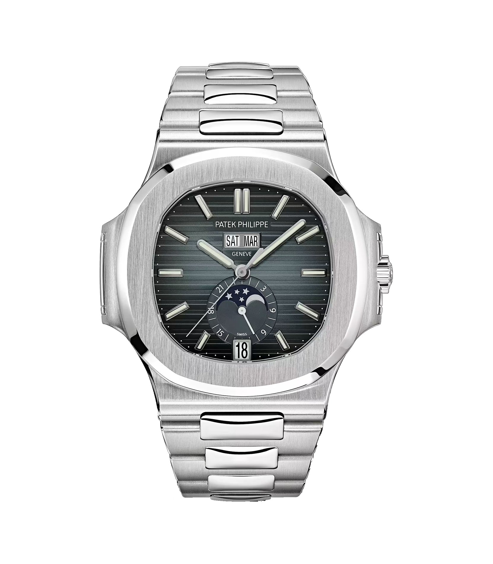 57261a-14-1.jpg 41mm Annual Calendar Moon Phase Steel Blue-Gray Dial - 图片 1