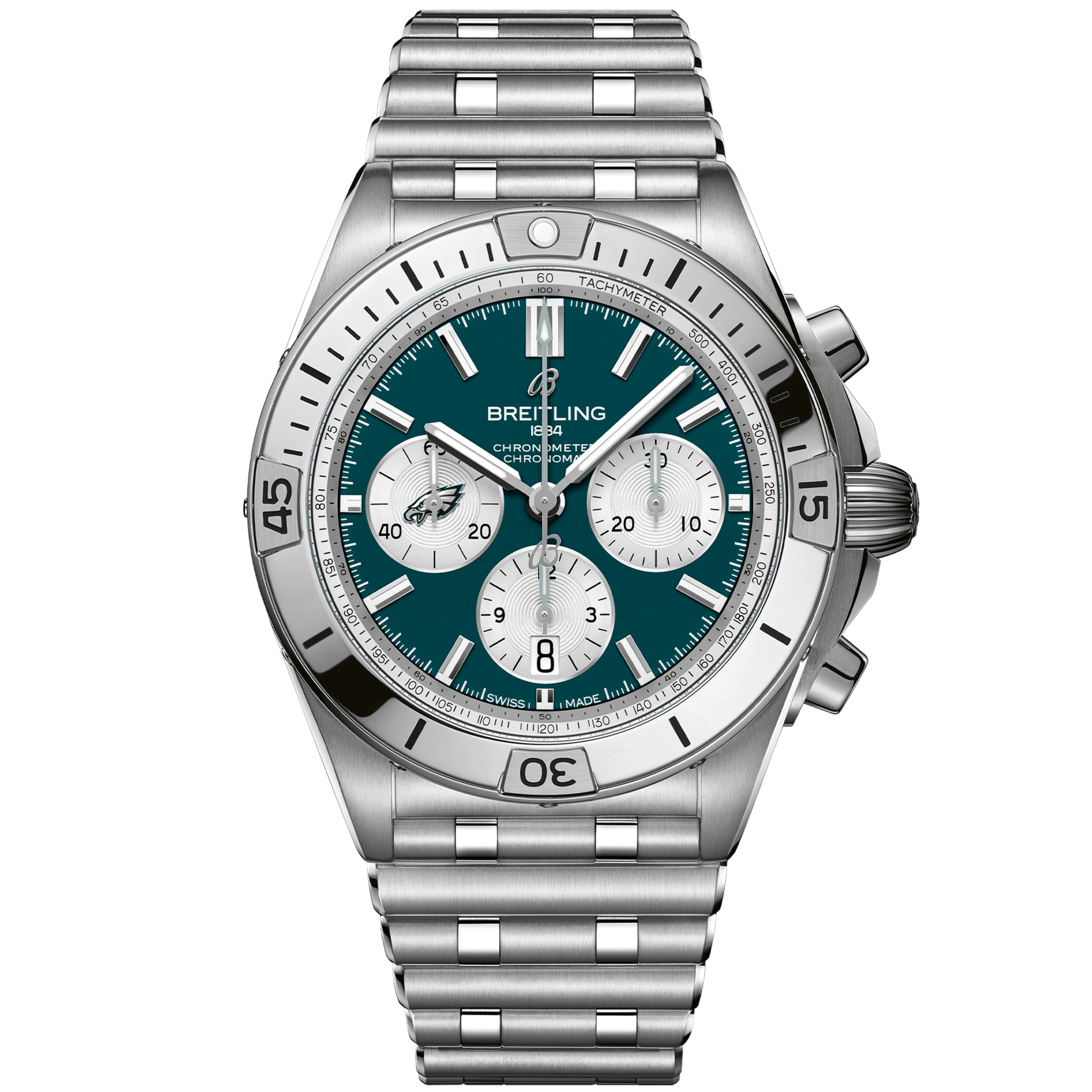 Chronomat_B0142_AB01342B1L4A1_STEEL_PHILADELPHIA_EAGLES_DIGITAL-scaled-1.png Chronomat B01 42 NFL Philadelphia Eagles Edition AB01342B1L4A1 - 图片 1