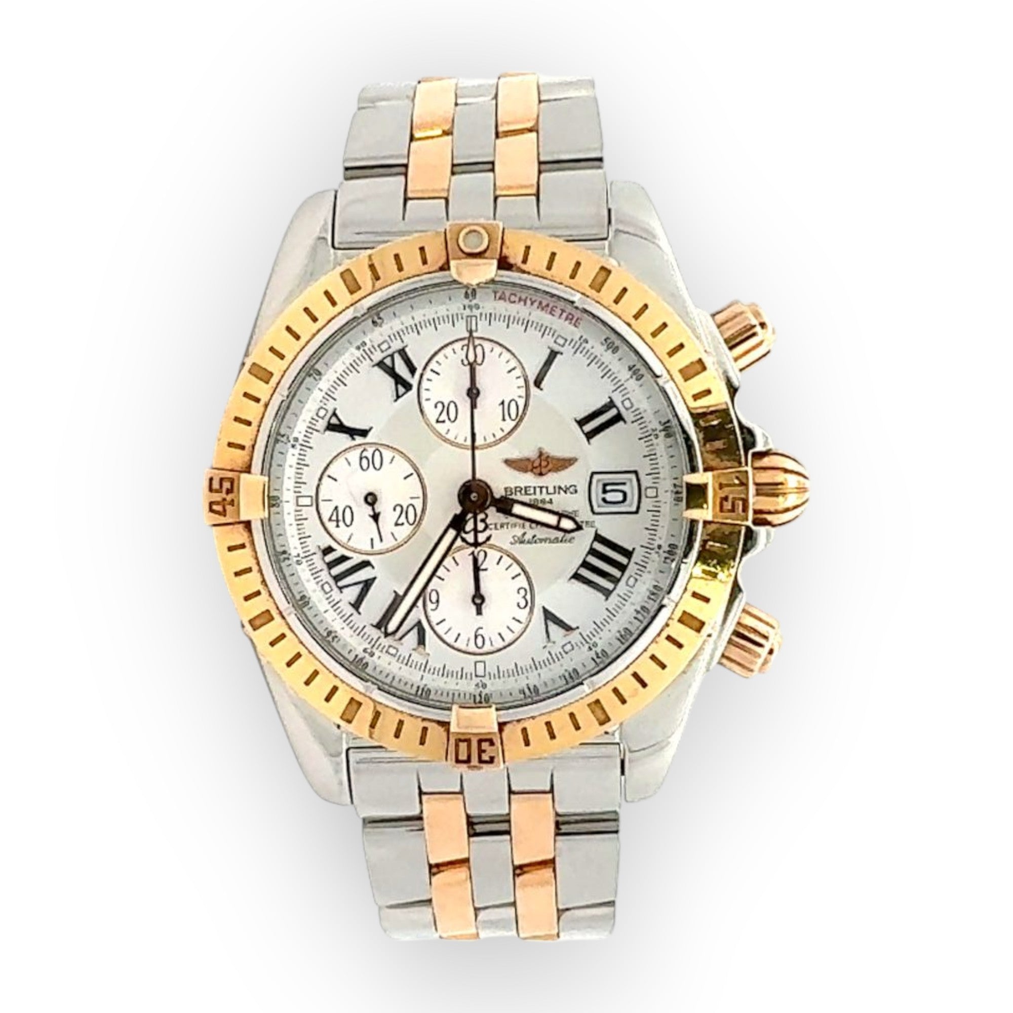 Pre-Owned-Breitling-Chronomat-Evolution-Stainless-Steel-Yellow-Gold-White-Dial-44mm-JD-Watches-NY.jpg Breitling Chronomat Evolution Stainless Steel & Yellow Gold White Dial 44mm - 图片 1