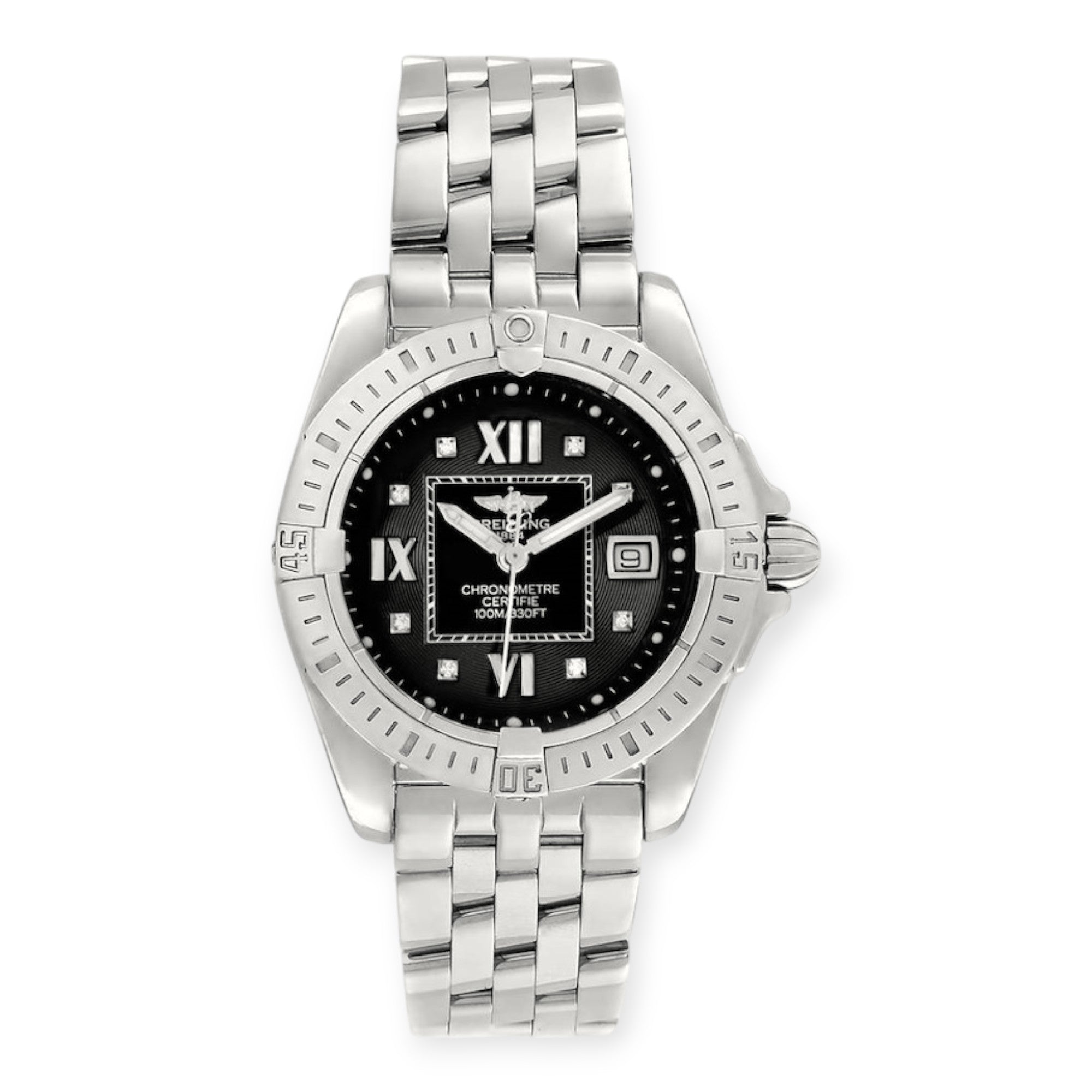 Pre-Owned-Breitling-Windrider-Cockpit-A71356-Ladies-Black-Diamond-Ladies-Watch-JD-Watches-NY.jpg Breitling Windrider Cockpit A71356 Ladies Black Diamond Ladies Watch - 图片 1
