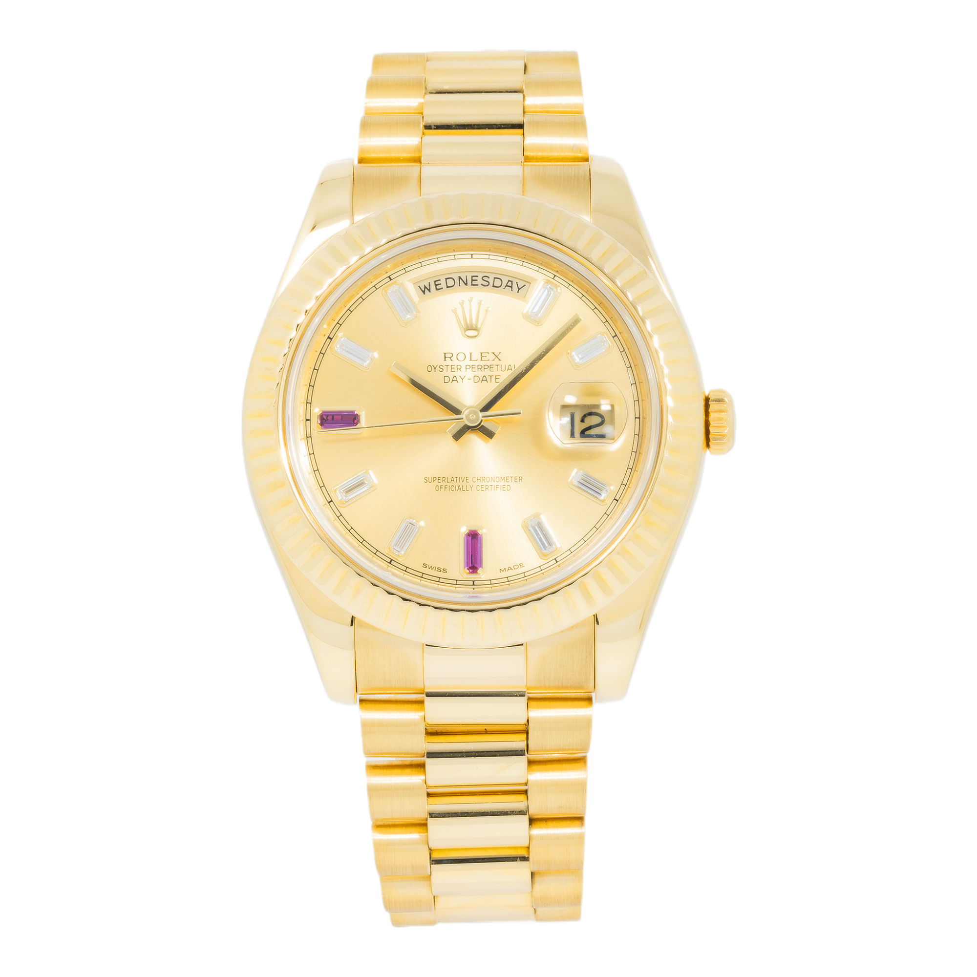 Pre-Owned-Rolex-Day-Date-II-President-Yellow-Gold-Diamond-and-Ruby-Dial-218238-JD-Watches-NY.png Rolex Day Date II President Yellow Gold Diamond and Ruby Dial 218238 - 图片 1