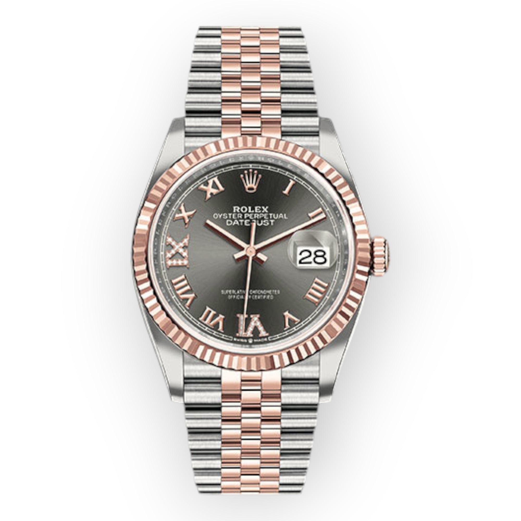 Pre-Owned-Rolex-Steel-and-Everose-Datejust-36-Watch-126231-Dark-Rhodium-Roman-Dial-Jubilee-Bracelet-JD-Watches-NY.jpg Rolex Steel and Everose Datejust 36 Watch 126231 Dark Rhodium Roman Dial - Jubilee Bracelet - 图片 1