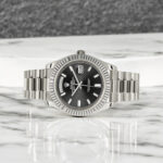 Rolex White Gold Day-Date 40 Watch Black Baguette Diamond Dial - President Bracelet - 图片 2