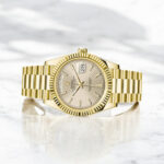 Rolex Yellow Gold Day-Date 40 Watch Silver Diagonal Motif Index Dial - President Bracelet 228238 - 图片 2