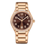 36mm 18k Rose Gold Sunburst Brown Dial Diamond Bezel Bracelet