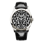 38mm Volutes And Arabesques Platinum Hand-Engraved Black Enamel Dial