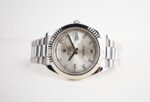 Rolex Day-Date 41mm White Gold Silver Diamond Dial & Fluted Bezel Oyster Bracelet 218239 - 图片 3