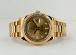 Rolex Day-Date 41 Yellow Gold Champagne Diamond Dial & Fluted Bezel President Bracelet - 218238 - 图片 4
